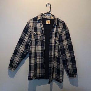 Red head flannel jacket.